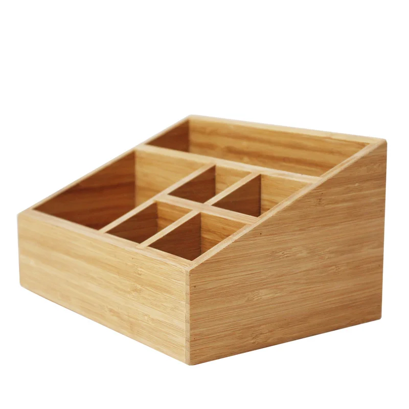 Office Desk Makeup Cosmetic Organizer and Accessories Pen Holder Bamboo Wooden