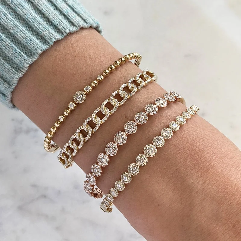 LYBURCHI 925 Sterling Silver 14/18K Gold Plated Vermeil Women Fashion Jewelry CZ Diamond Pave Sparkling Cuban Bangle for Ladies