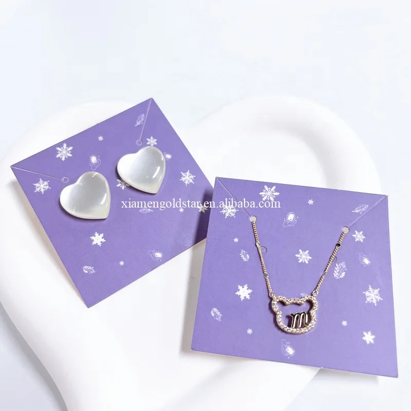 Foil Stamping Earring Card Display Stand Necklace Jewelry Cards Glossy Jewelry Packaging Offset Printing Greeting Card