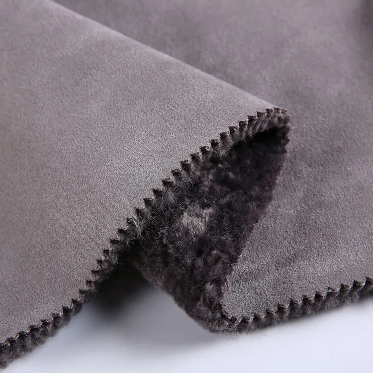 Custom 510gsm sustainable warp knitted fabric bonded rabbit fur fleece fabric