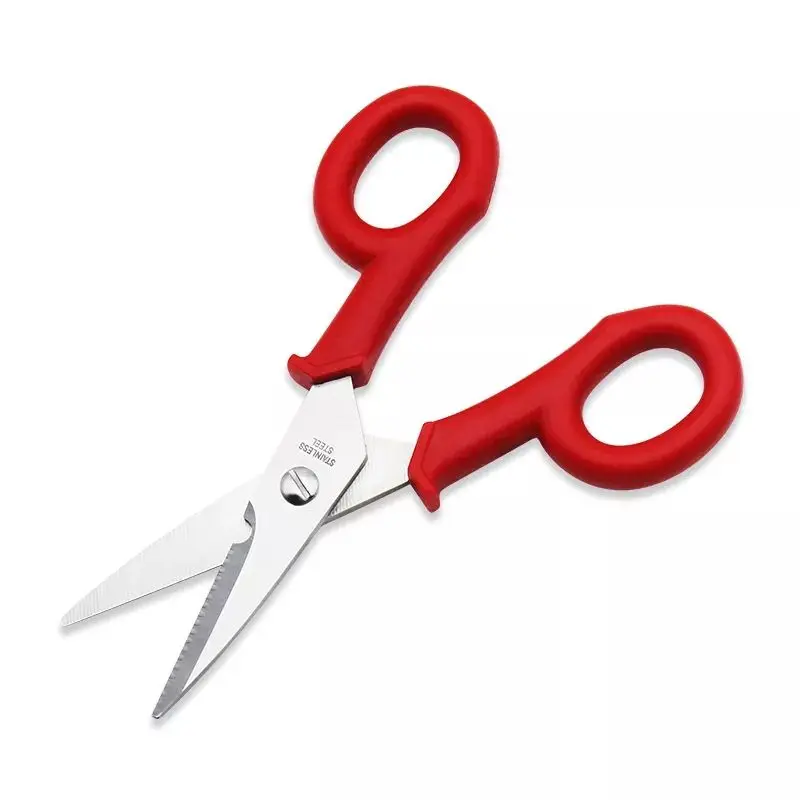 High Quality Heavy Duty Plastic Handle Professional Scissors for Electric Wire Cutting
