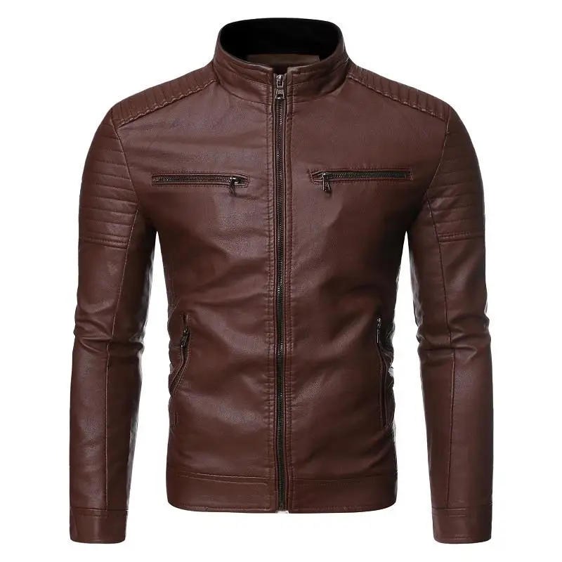Wholesale Plus Size Men Leather jacket Faux Pu coat for 2022 Spring