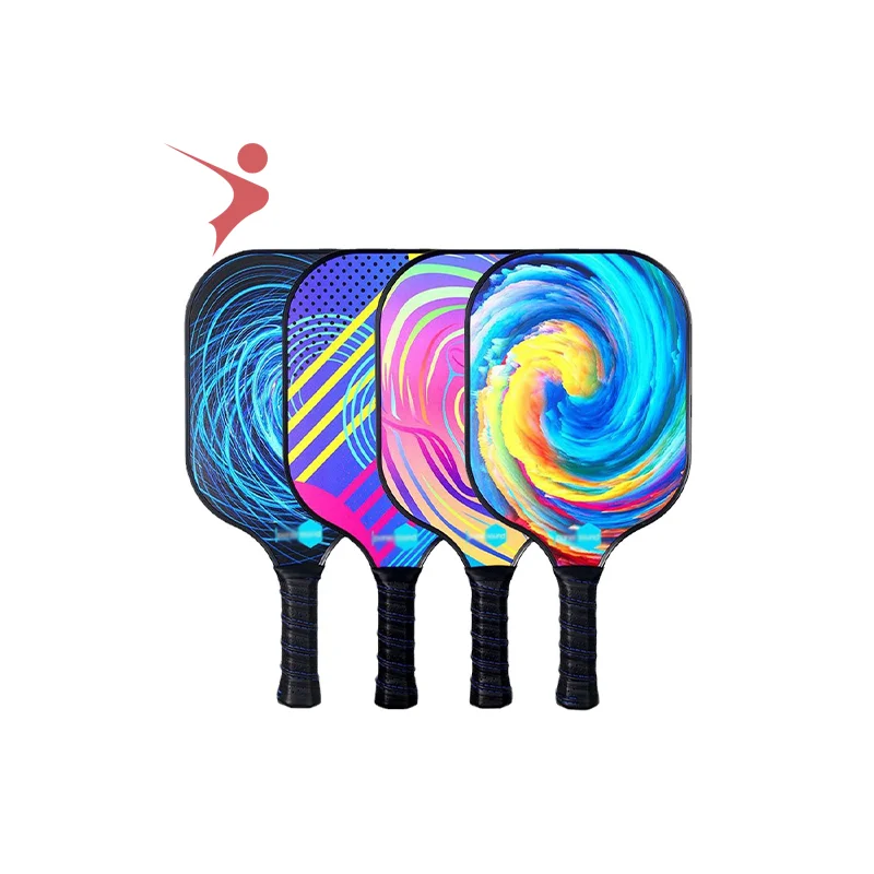 LOW Quantity Customs Feiber Glass Pickleball Paddle or Carbon Racquet custom Pattern Racket with Wooden OEM