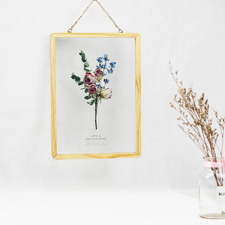 Wooden finish Double sided glass photo square picture frame