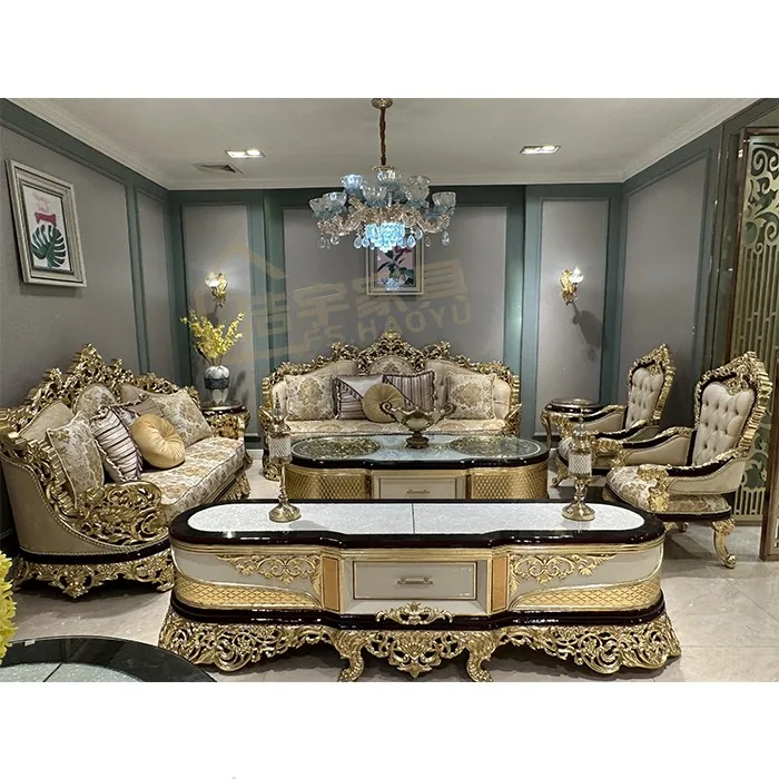 living room noble sofa set antique 6 seater sofa hand carved empire royal furniture Victorian style sofa set