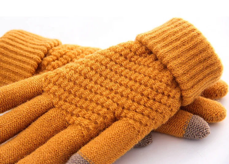 Knitted Wool Cold Resistant Cashmere Thickened Outdoor Riding Winter Warm Touch Screen Gloves