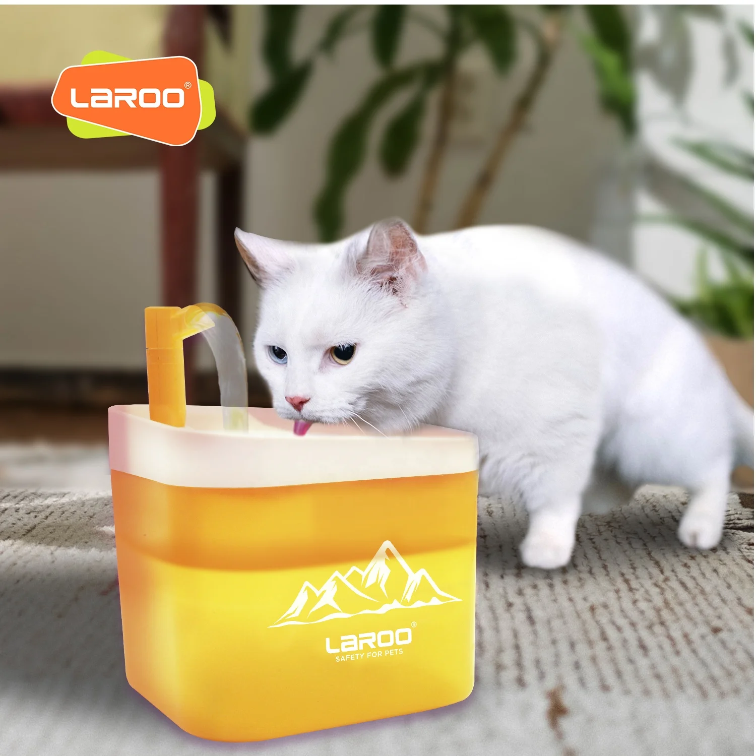 LaRoo Recharge 2L Dog Water Bowl Dispenser and Pet Dog Cat Automatic Water Fountain for Small to Medium Dogs Cats or Other Pets