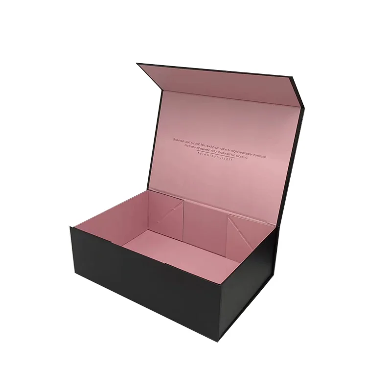 Glossy custom luxury matt printing pink black foldable magnetic package paper gift box with magnetic closure