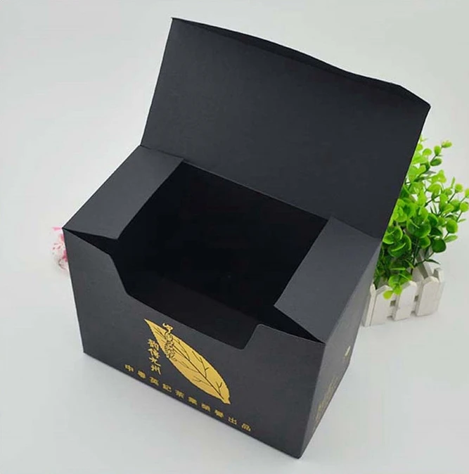Открытая верхняя коробка черная картонная бумажная коробка складная коробка с линией отрыва