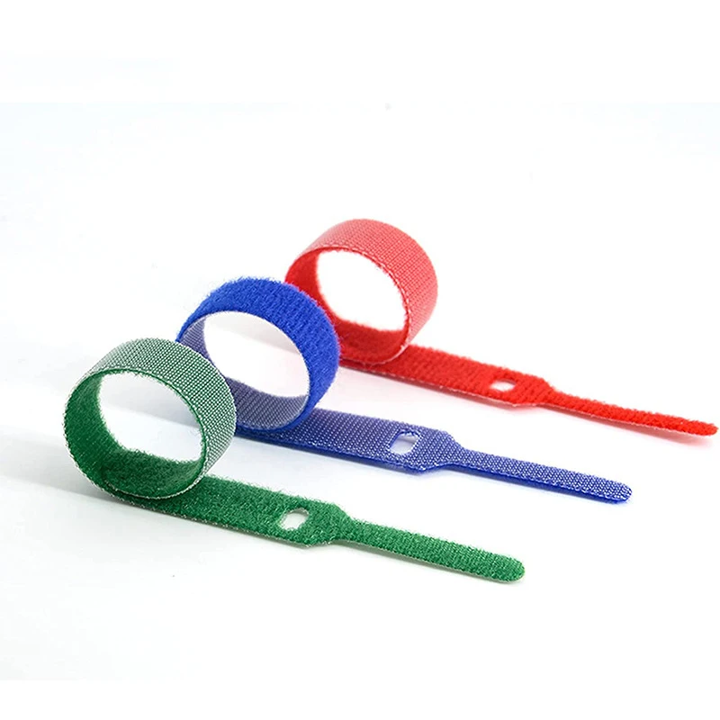 Colorful Fastening wraps tape double side adjustable self locking back to back hook and loop cable tie strip