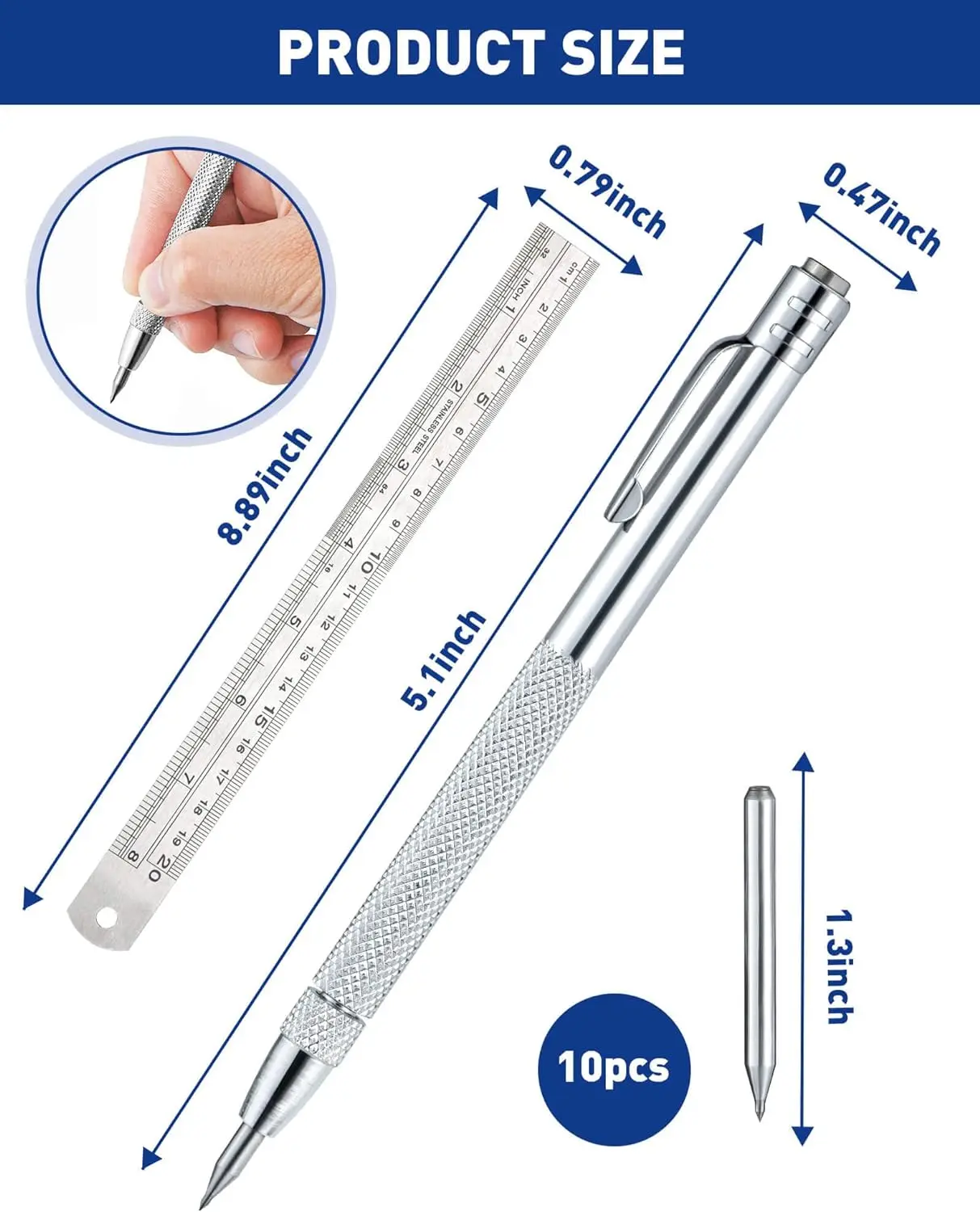 Tungsten Carbide Tip Scriber  Aluminium Magnet Carbide Scribe Tool  for Glass, Ceramics, Hardened Steel, Metal