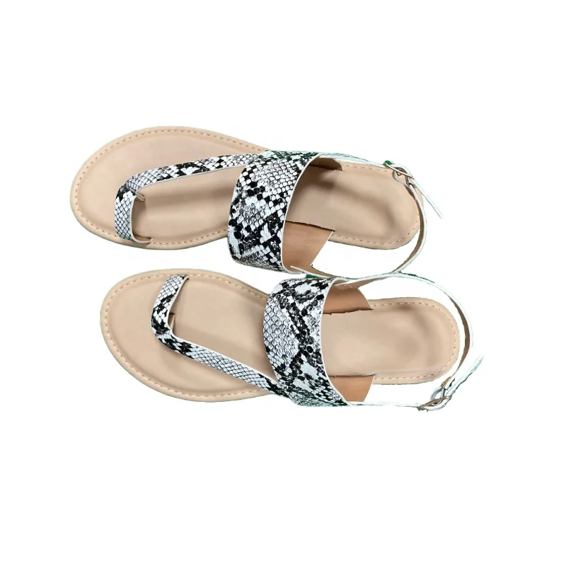 Snake PU Ladies sandals summer sandals for women Fashion sandals with flat bottom