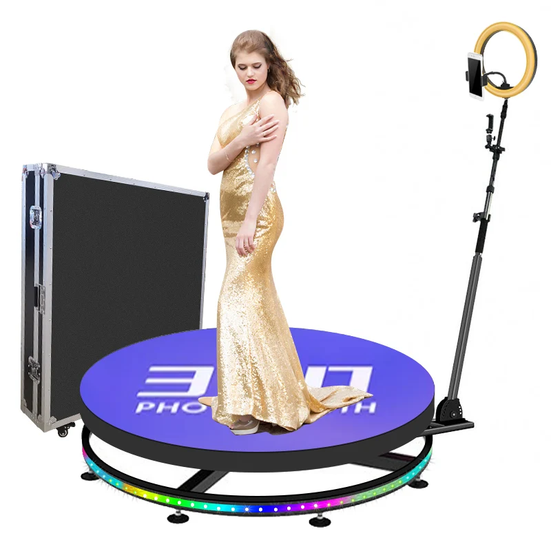 115 cm glass too 360 Photo Booth with Flight Case
