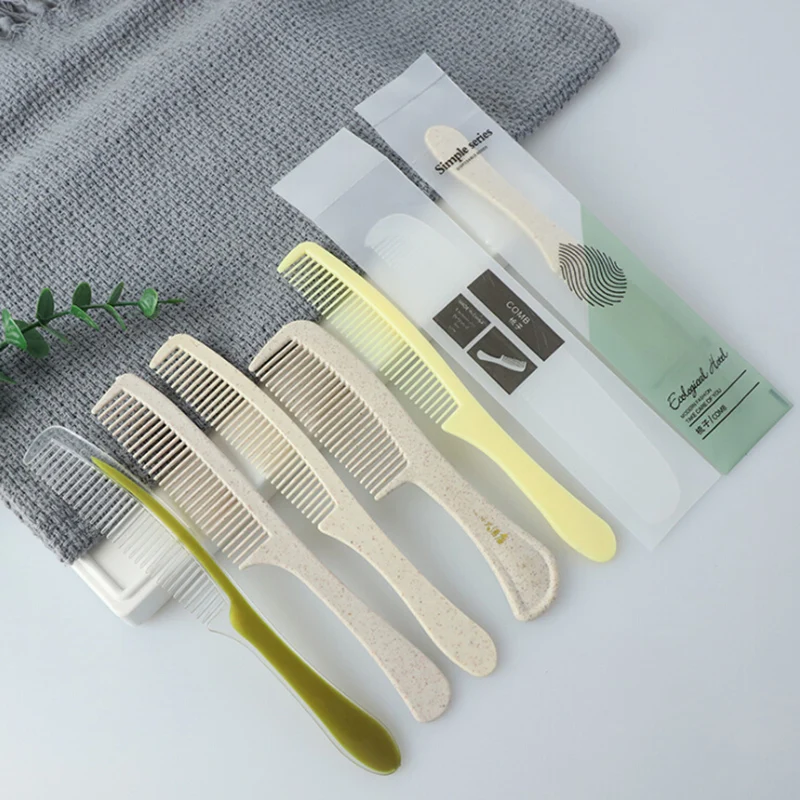 Townzi Hotel Supplies Wholesale Customized Eco Friendly Wheat-Straw Bathroom Plastic Portable Hotel Hair Comb