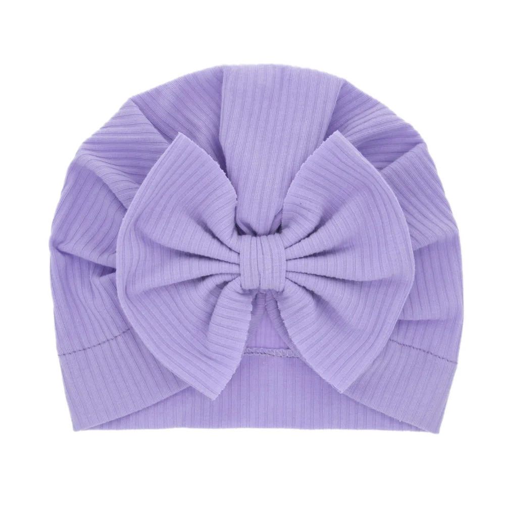 Lovely Solid Color Thick Newborn Hat  Baby Cotton Soft Big Bow Turban Bonnet Babies Infant Toddler Turbans