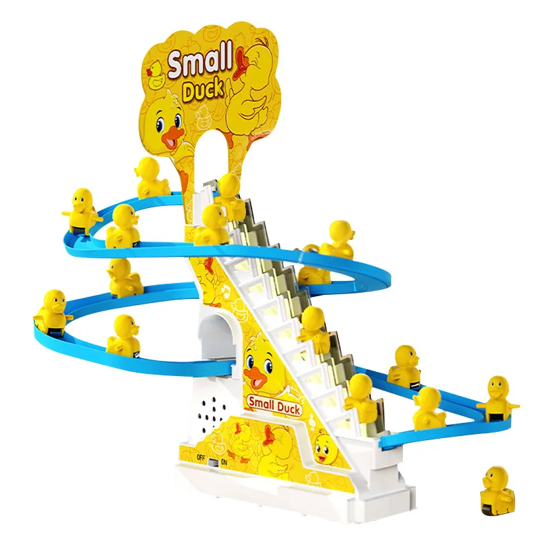 Hot Sell Duck Competition Set Stair Climbing Track Slot Toy With Led Flashing Light And Music C Kids Toys Car Track