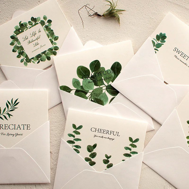 high quality 250g paper writing custom greeting gift card with envelope set custom logo and sticker