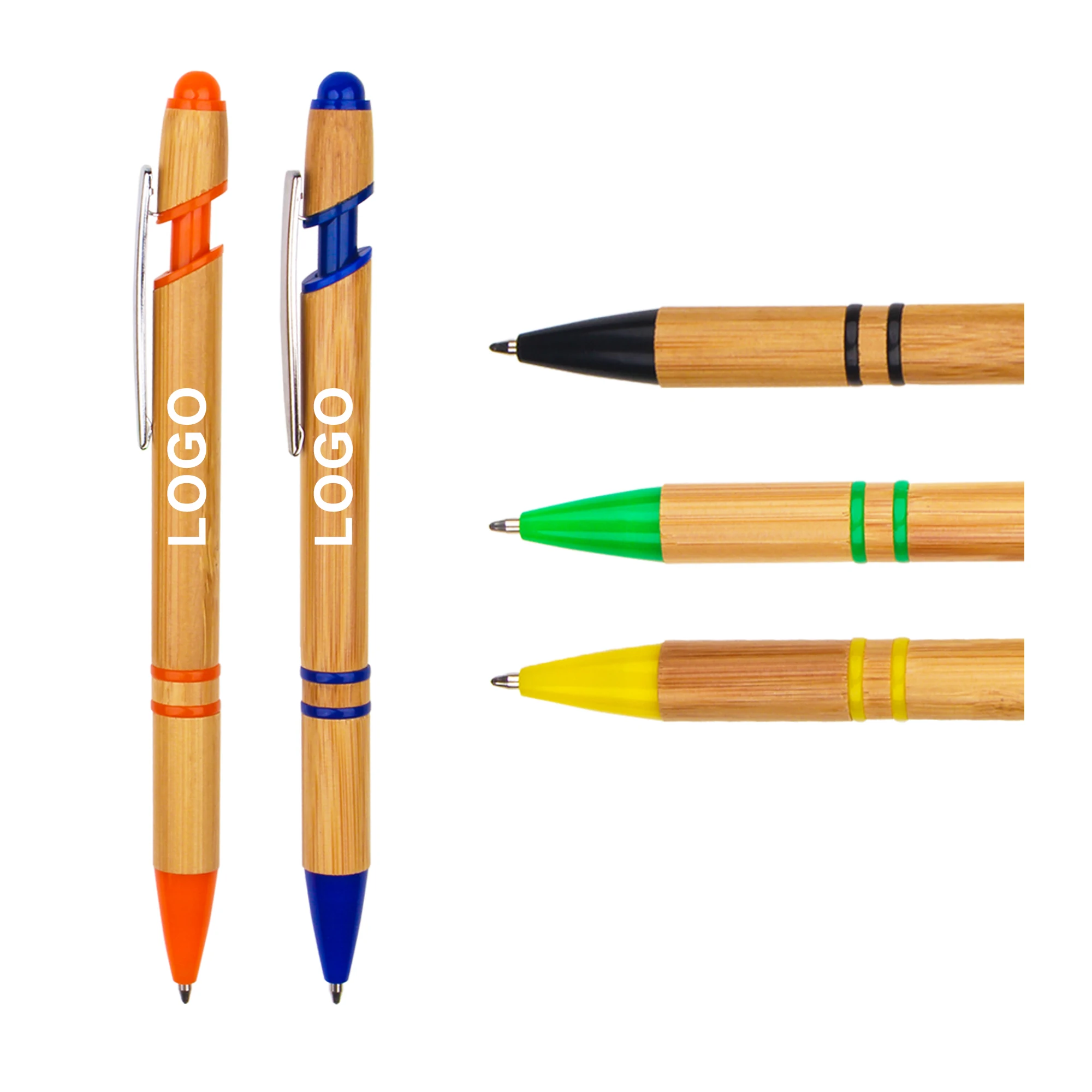 Custom Logo Printed Laser Recycled Bamboo Ballpoint Pen Promotional Stick Manufacturer For Stationery Gift