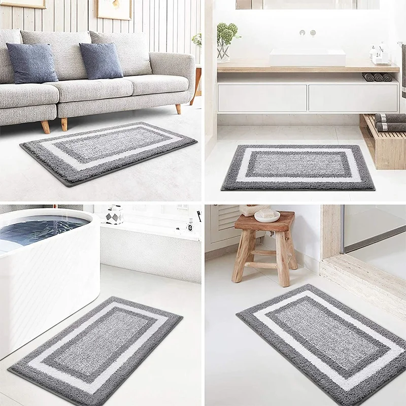 Ultra Soft Luxury Bath Mat Bathroom Rugs Chenille Microfiber Absorbent Non-Slip Machine Washable bath mat