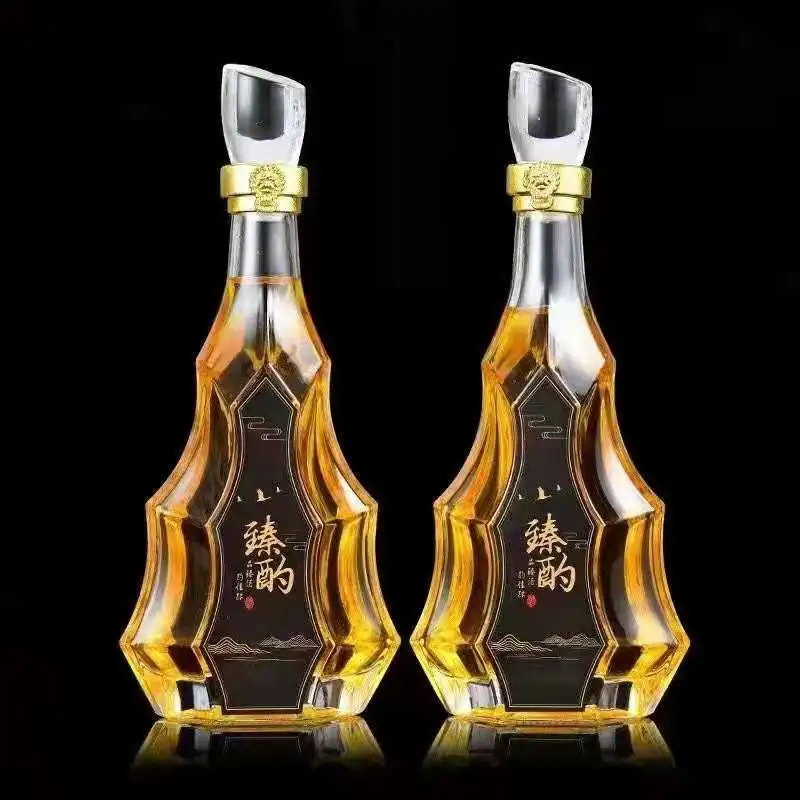 Luxury Custom Empty Crystal Gin rum brandy spirit whisky vodka  liquor 500 750ml alcohol bottle XO glass wine bottles