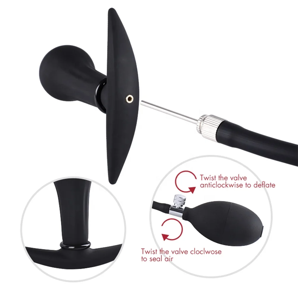 Inflatable Butt Plug with Detachable Needle,Steel Ball Included Silicone Anal Plug for Man and Women