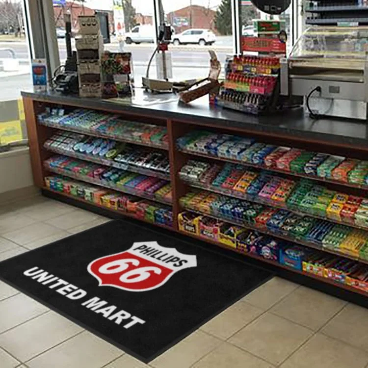 CUSTOM OIL LOGO RUG Durable non-slip rubber backing gas station logo rugs