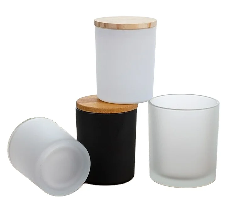 Customized glass candle jars wholesale  clear transparent with bamboo lid glass jars for candles