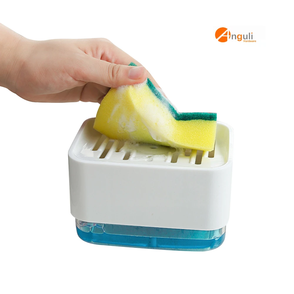 2 in 1 dish soap pump dispenser and sponge holder for kitchen