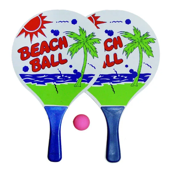 2024 Top Quality MDF Material Beachball Beach Paddle Ball Racket Set of 2 Rackets+1 PP Ball
