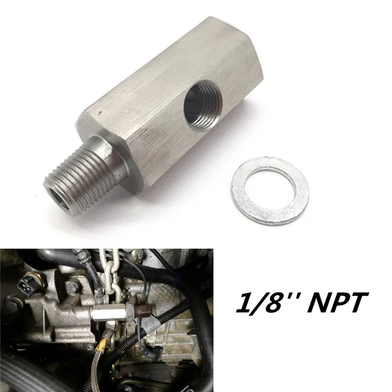1/8' BSPT Male and Female for Oil Pressure Sensor Tee to NPT Adapter Turbo Supply Feed Line Gauge Stainless Steel