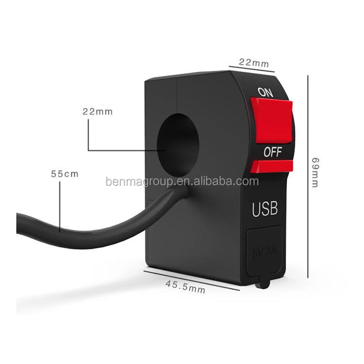 New arrival waterproof 2 or 3 wires handlebar switch with USB port for motorcycle