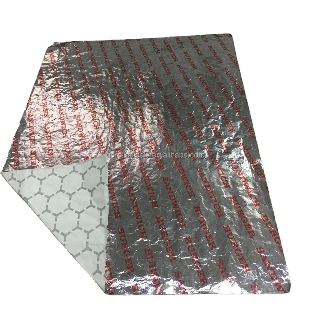 Customized  LFGB logo printing food grade aluminum foil hamburger wrapping papers