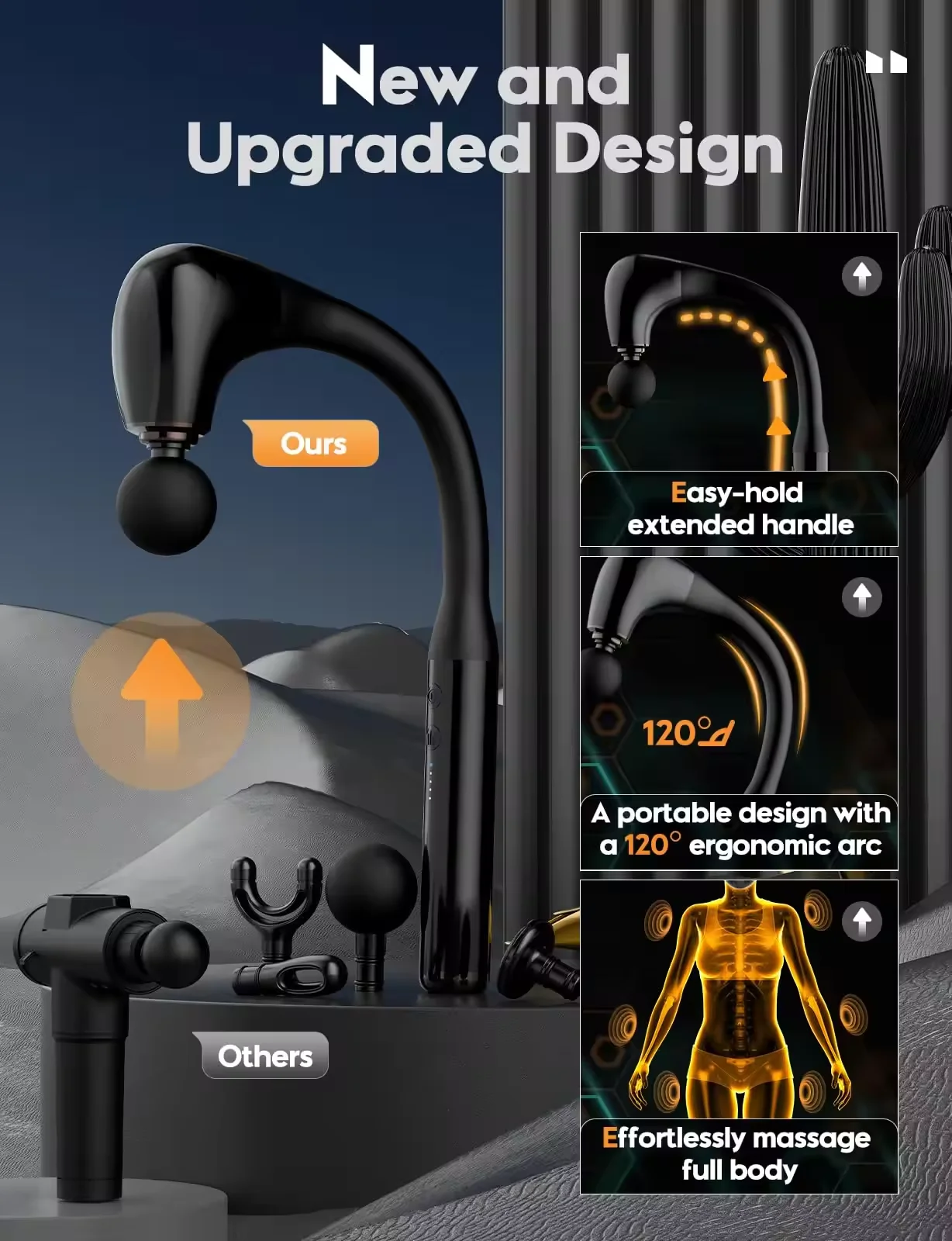 High Quality Best Budget Handheld 30 Speed Body Heat With Case Percussion 4 Head Hot And Cold Gun Massage Hammer