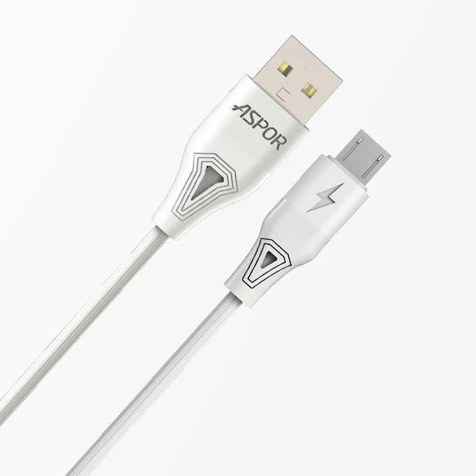 ASPOR 1M Length 2.4A Fast Charge Cable PVC White Micro Cable