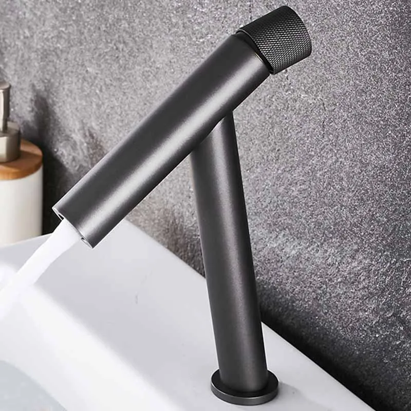 Matte Black Brass Basin Water Tap Basin Faucet Bathroom Tall Copper Cold +hot Water Mixer Single Handle Metered Faucets Chrome