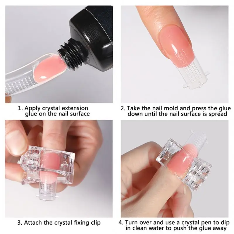 
Poly Gel Building Dual Forms Tip Nail art Clear French Extension Full Cover Acrylic Mold with Scale Tools False Clips Clamp 