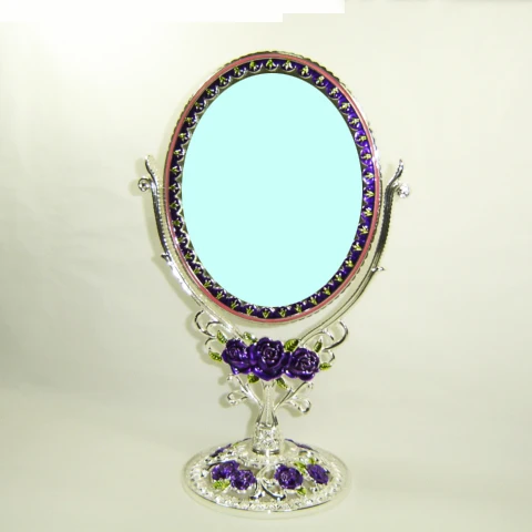 Elegant Colored Silver Shiny Metal Cosmetic Mirror