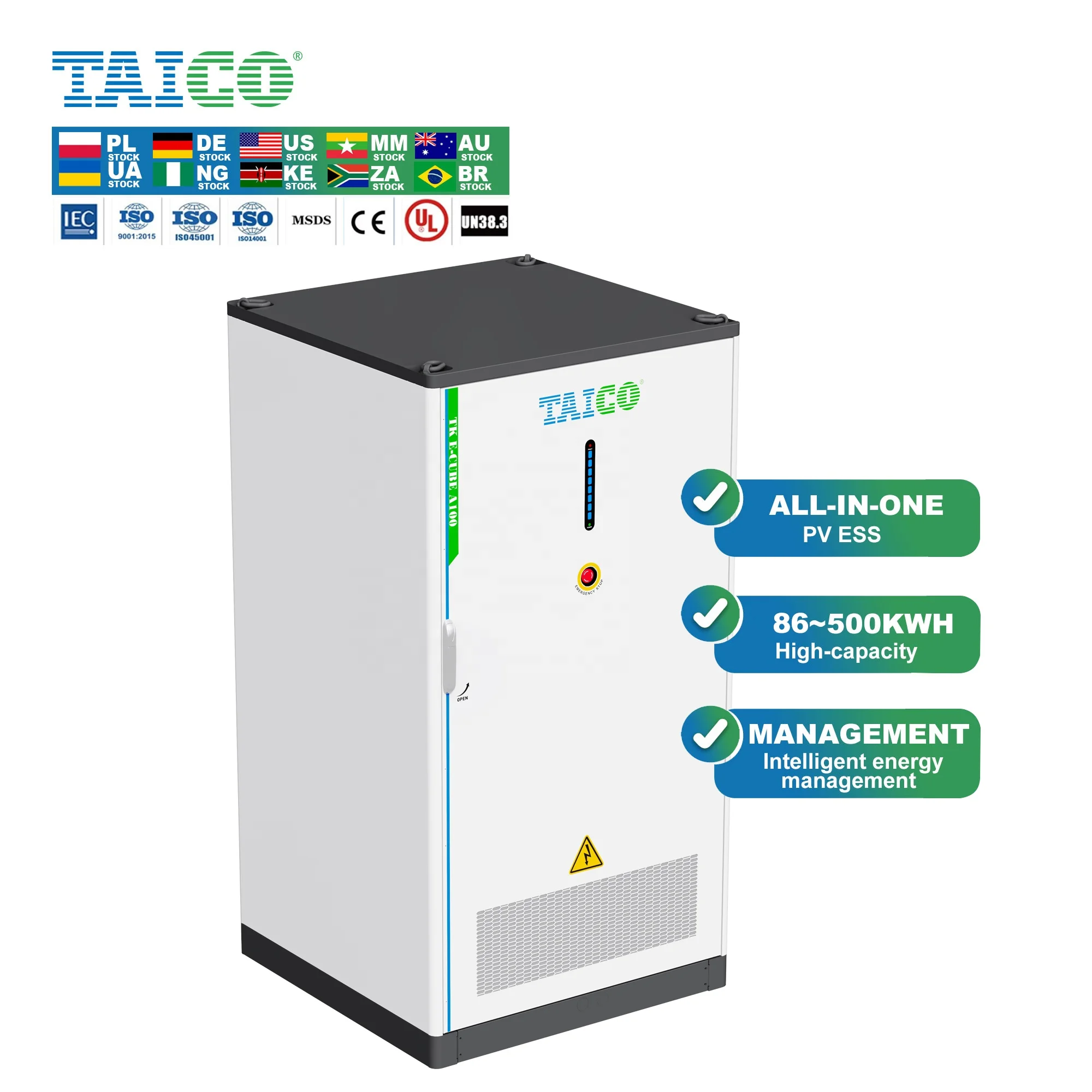 BESS smart solar system 50kwh 100kwh 200kwh 500kwh 50Hz/60Hz industrial commercial energy storage 50kw 100kw lifepo4 battery