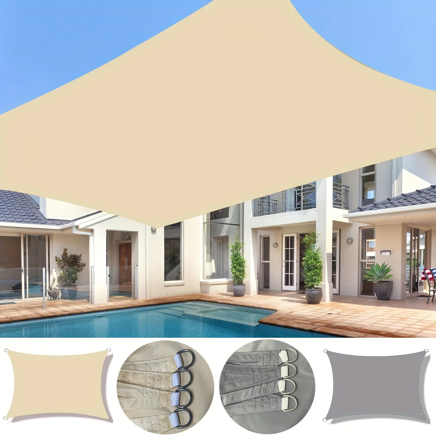 Outdoor Sunscreen Sunshade Sails Rectangular Sunshine Canopy Waterproof Sun Shade Sails