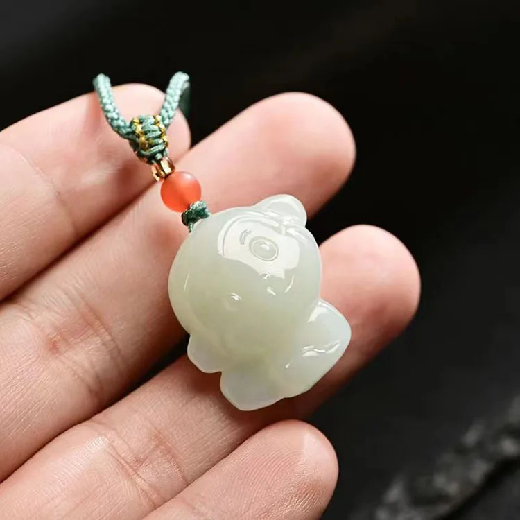 Wholesale Products Natural Stone Crystal Crafts Crystals Healing Stones Hetian Jade Monkey Crystal Pendant for Women