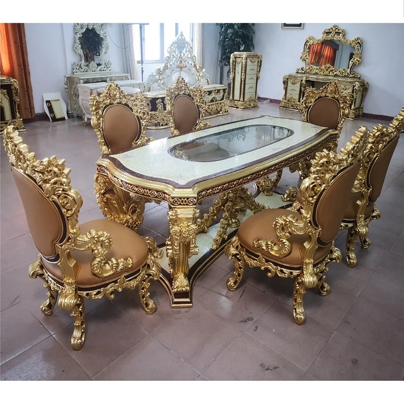 Classical luxury 10 seater dining table set,Hot selling Royal dining table set 10 seater wooden