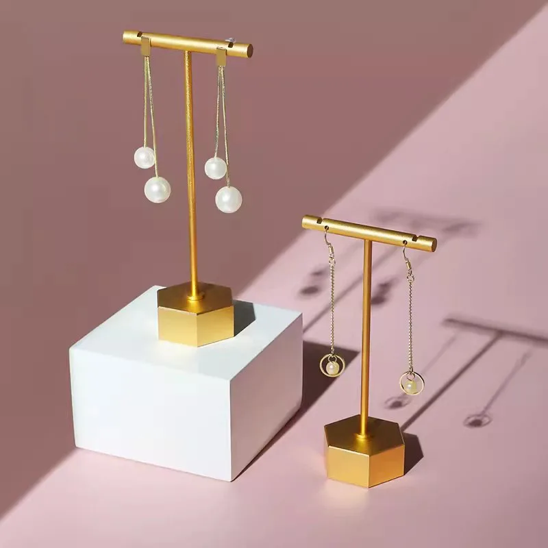 Wholesale metal hanging jewelry earrings holder T-bar earrings display stand jewelry display stand for jewelry shop