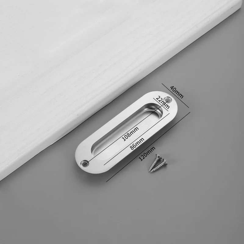 Oblong Sliding wheel door built in hidden pull round square stainless steel slide door oval handle