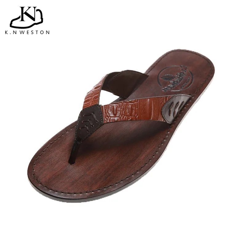 Мужские летние кожаные новые модели 2020 резиновые пляжные тапочки желе шлепанцы для мужчин