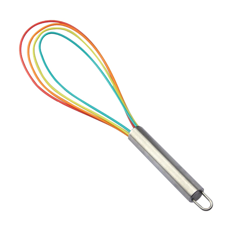 Stainless Steel and Colorful Silicone Non-Stick Coating Hand Egg Mixer Balloon Egg Beater for Blending Whisking