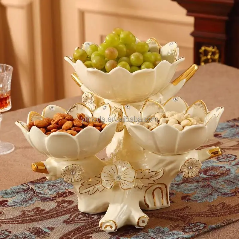New Design French elegant cream white rose flower carved snack bowl  Classic Collection Elegant handmade fruit snack bowl