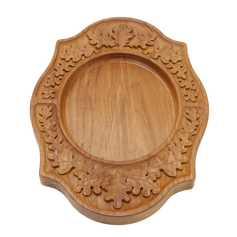 Luxury Handcrafted Teak Wooden Serving Tray Carved Coral Developed Serving Large Plate Decoration Dishes Oval Wood For Food