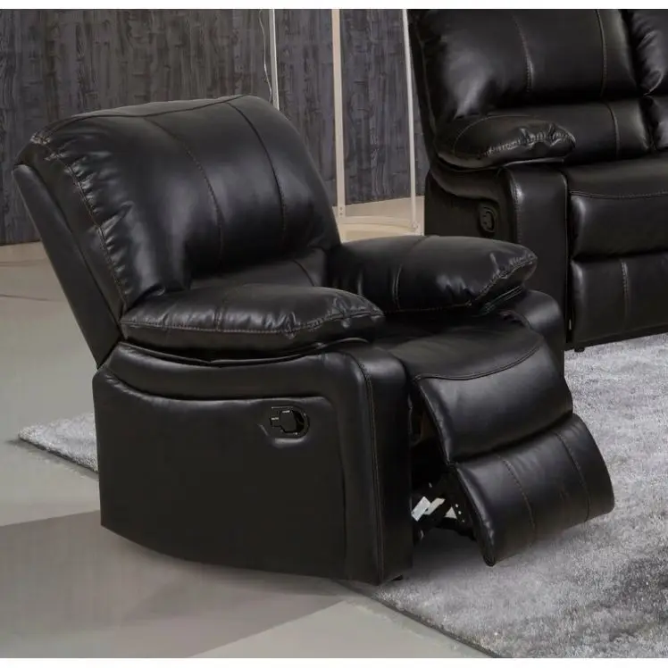 XIHAO modern PU Black Dark Brown Leather Manual Sectional Chair Cheers Recliner Sofa Leather