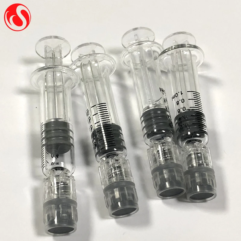 Высокое качество 1 мл стеклянный CBD масляный шприц наполнитель для работы с персональными компьютерами упаковочные