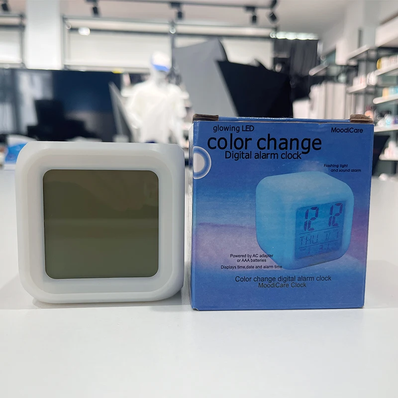sublimation blank color change alarm clock custom diy photo heat press printing color change digital desk clock